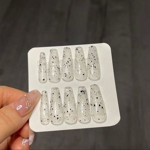 handmade press on nail fake nail clear polka dot transparent acrylic nail